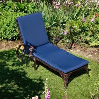 Blue garden sunlounger cushion 1