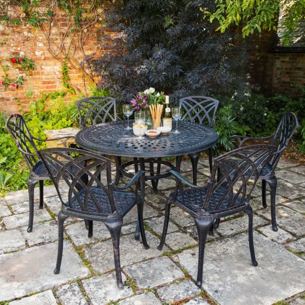 Alice 6 Seater Set in Antique Bronze with April Chairs